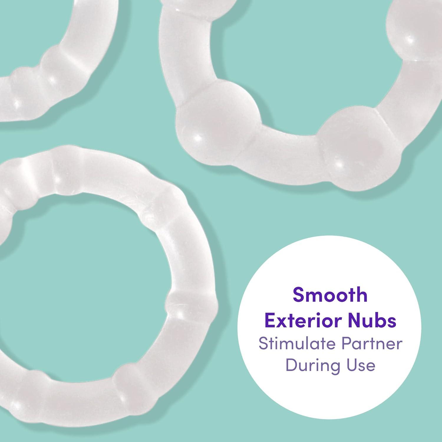 imageLovehoney Triple Cock Ring Set Stretchy Textured Penis Rings Beginner Friendly amp Waterproof 3 Pack Clear