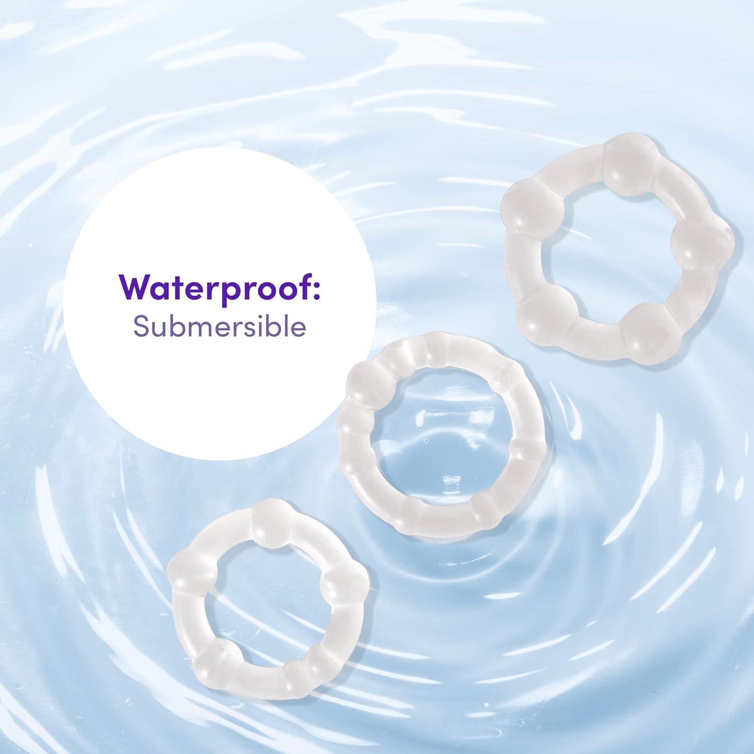 imageLovehoney Triple Cock Ring Set Stretchy Textured Penis Rings Beginner Friendly amp Waterproof 3 Pack Clear
