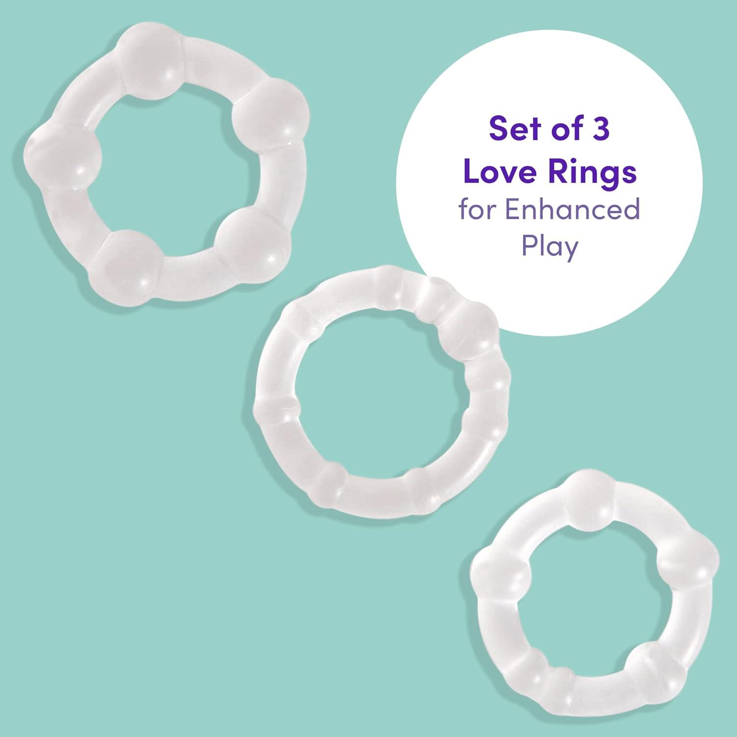imageLovehoney Triple Cock Ring Set Stretchy Textured Penis Rings Beginner Friendly amp Waterproof 3 Pack Clear
