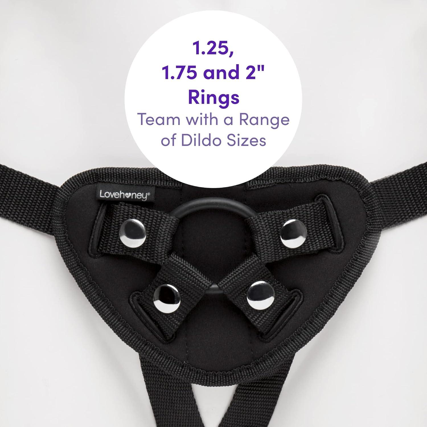 imageLovehoney Universal Strap On Harness Simple Adjustable Harness for Pegging Includes 3 ORings Pocket for Bullet Vibrator Machine Washable Black