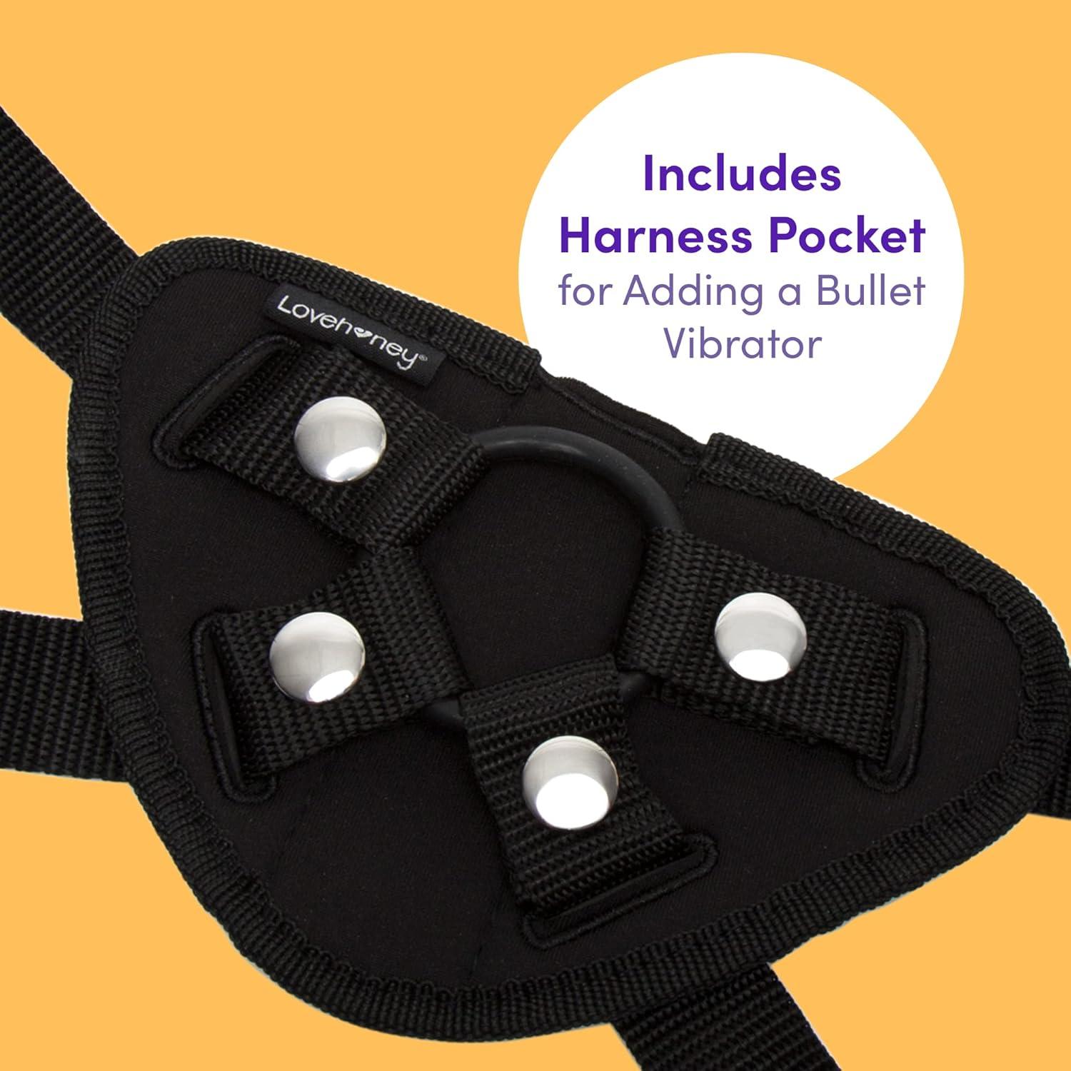 imageLovehoney Universal Strap On Harness Simple Adjustable Harness for Pegging Includes 3 ORings Pocket for Bullet Vibrator Machine Washable Black
