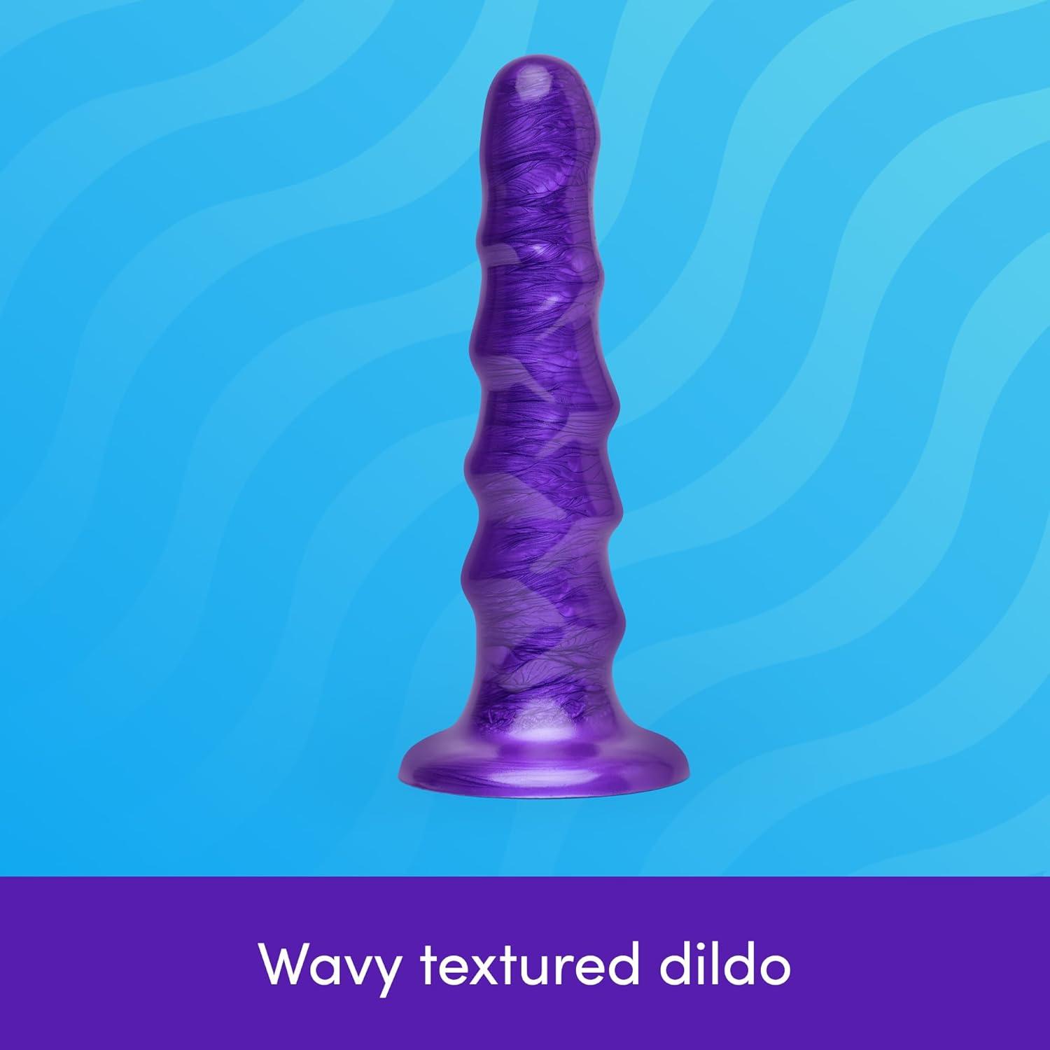 imageLovehoney Wavy Dildo Textured 7 Inch Suction Cup Dildo for Women Silicone G Spot amp Anal Prostate Massager Tool Realistic Dildo Adult Sex Toys for Men Women amp Couples Purple