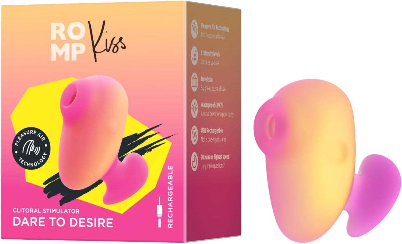 imageROMP Kiss Clitoral Suction Sex Toy Travel Size Clit Sucker Pleasure Air Technology Small Vibrator 3 Intensity Levels Waterproof Female Adult Sexual Stimulator Clitoris Stimulation Massager
