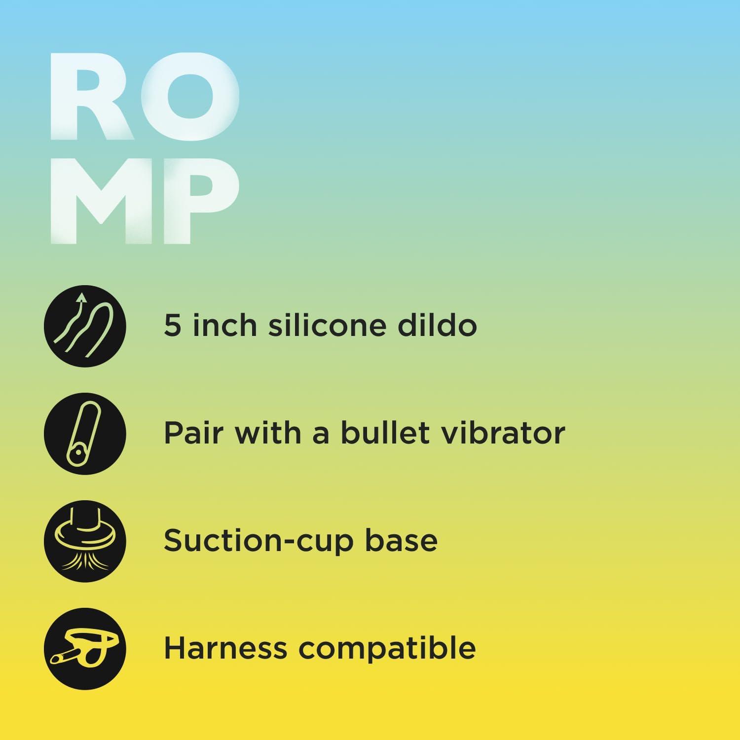 imageROMP Piccolo Strap On Dildo Pegging Kit 5 Inch Suction Cup Dildo amp Adjustable Sex Harness Wearable Adult Sex Toys for Women amp Couples G Spot amp Anal Stimulation Curved StrapOn Adult ToyPiccolo