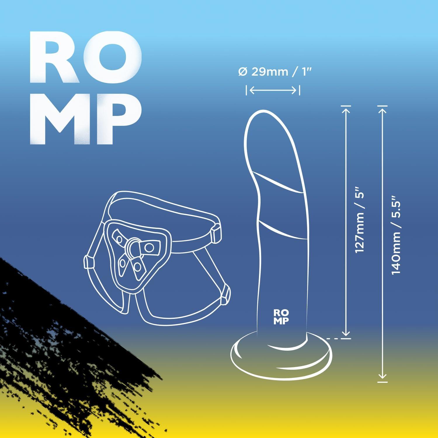 imageROMP Piccolo Strap On Dildo Pegging Kit 5 Inch Suction Cup Dildo amp Adjustable Sex Harness Wearable Adult Sex Toys for Women amp Couples G Spot amp Anal Stimulation Curved StrapOn Adult ToyPegging Kit