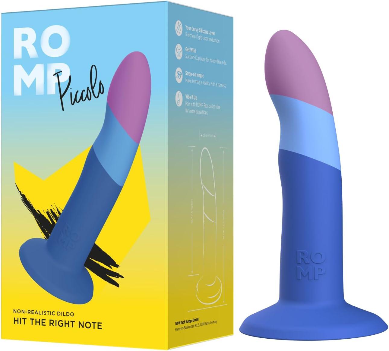 imageROMP Piccolo Strap On Dildo Pegging Kit 5 Inch Suction Cup Dildo amp Adjustable Sex Harness Wearable Adult Sex Toys for Women amp Couples G Spot amp Anal Stimulation Curved StrapOn Adult ToyPiccolo