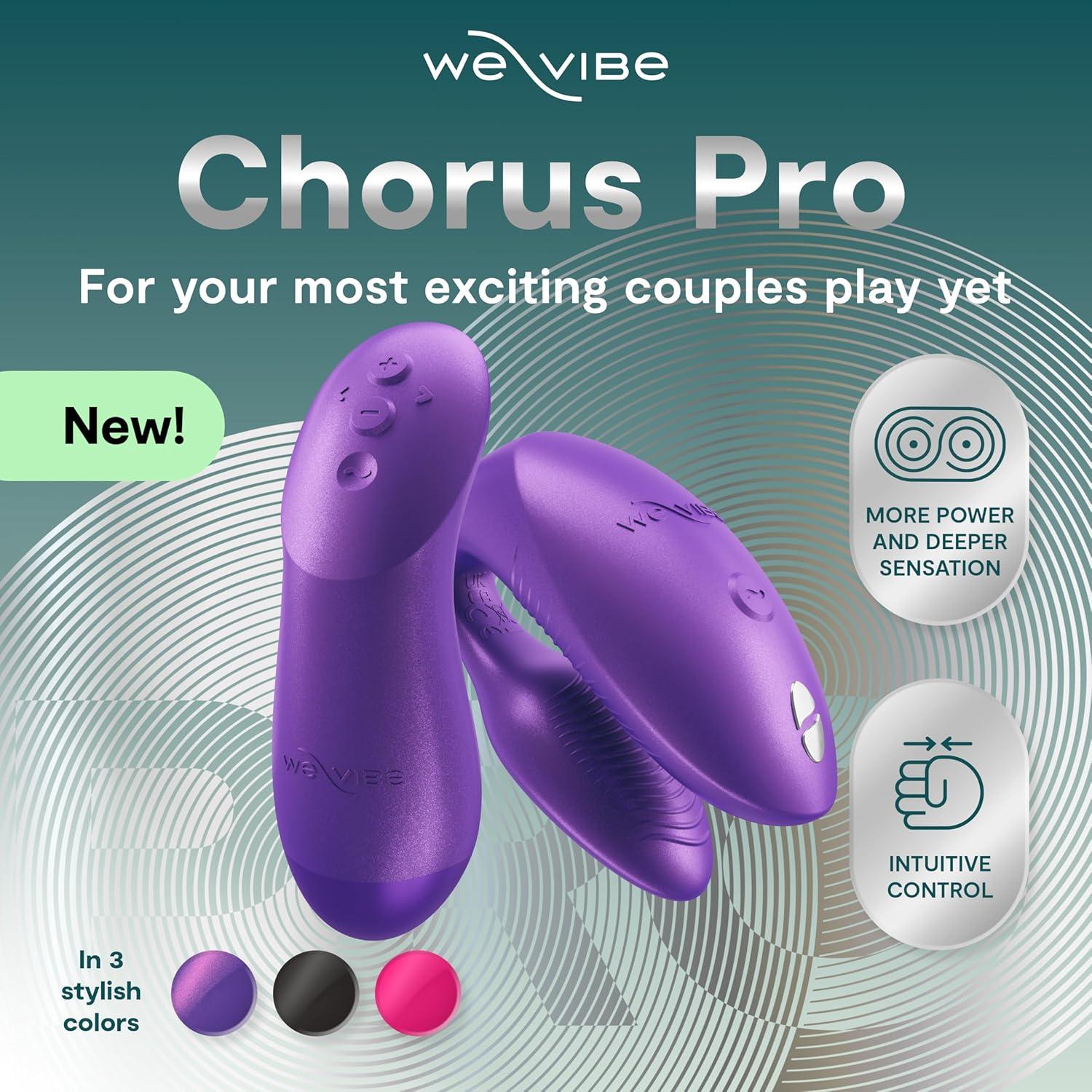 imageWeVibe Chorus Pro App Controlled Wireless Couples Vibrator Remote Controlled Adults Toy Silicone Stimulator with 10 Intensity Levels Clitoral amp GSpot Couples Sex Toy for Him amp Her PinkPurple