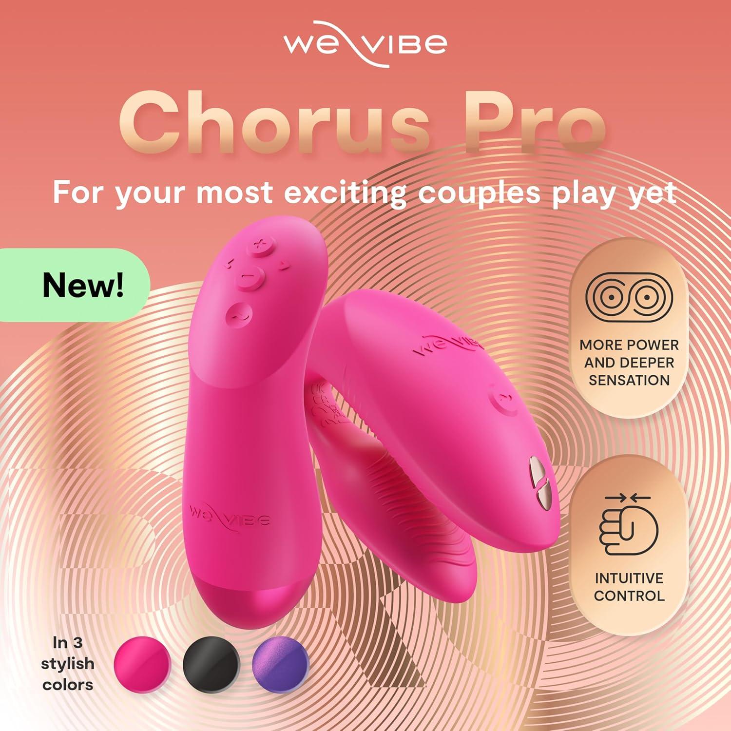 imageWeVibe Chorus Pro App Controlled Wireless Couples Vibrator Remote Controlled Adults Toy Silicone Stimulator with 10 Intensity Levels Clitoral amp GSpot Couples Sex Toy for Him amp Her PinkPink