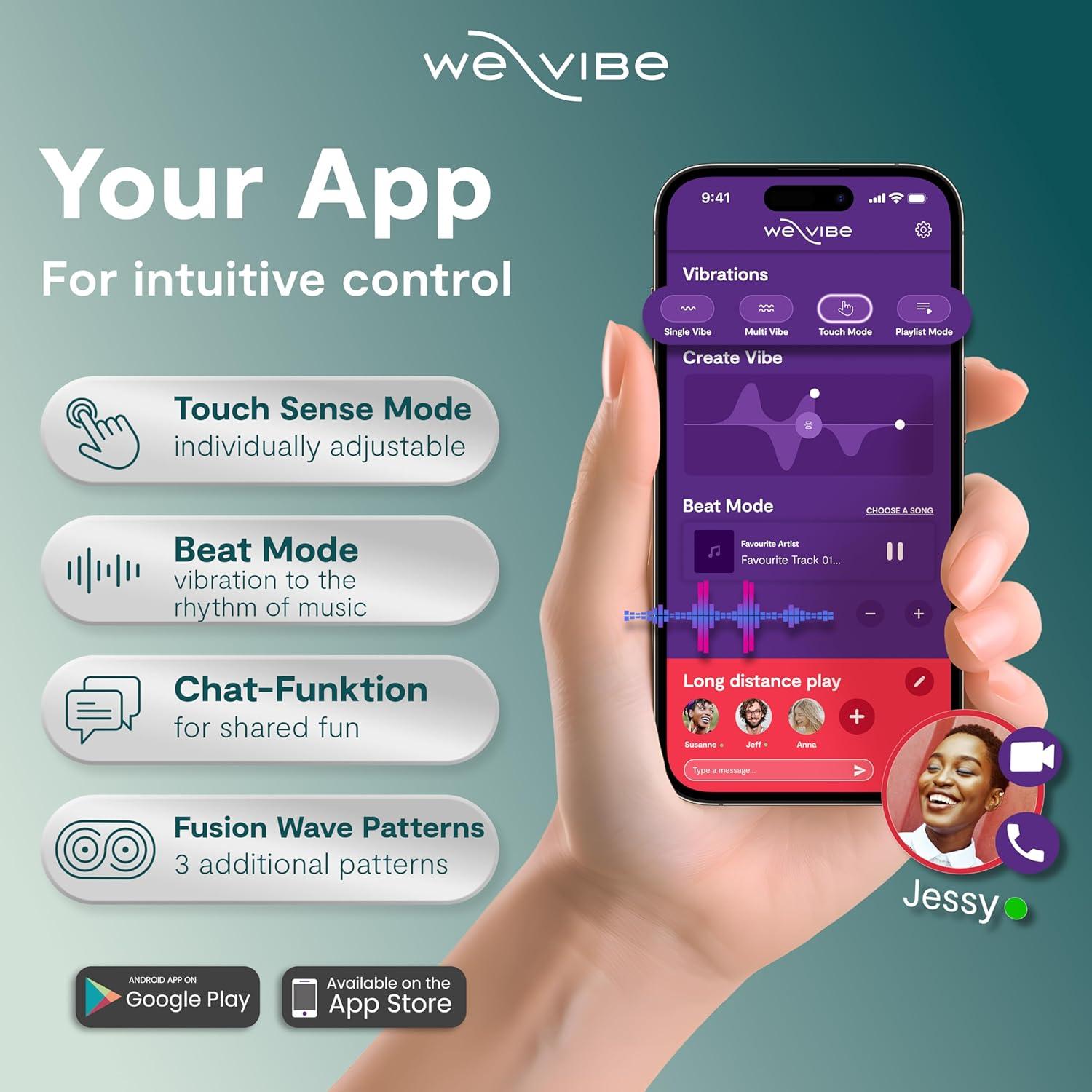 imageWeVibe Chorus Pro App Controlled Wireless Couples Vibrator Remote Controlled Adults Toy Silicone Stimulator with 10 Intensity Levels Clitoral amp GSpot Couples Sex Toy for Him amp Her PinkPurple
