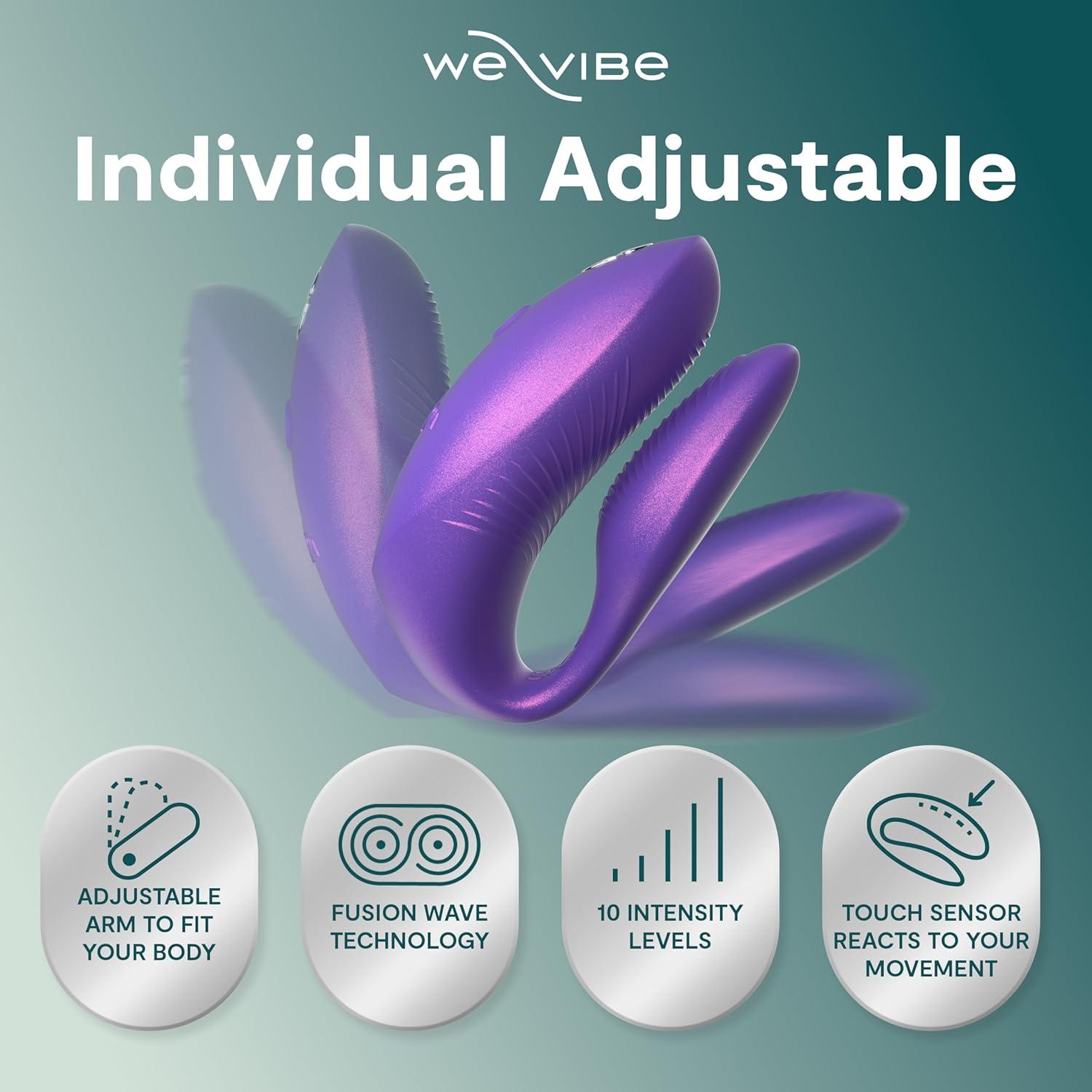 imageWeVibe Chorus Pro App Controlled Wireless Couples Vibrator Remote Controlled Adults Toy Silicone Stimulator with 10 Intensity Levels Clitoral amp GSpot Couples Sex Toy for Him amp Her PinkPurple