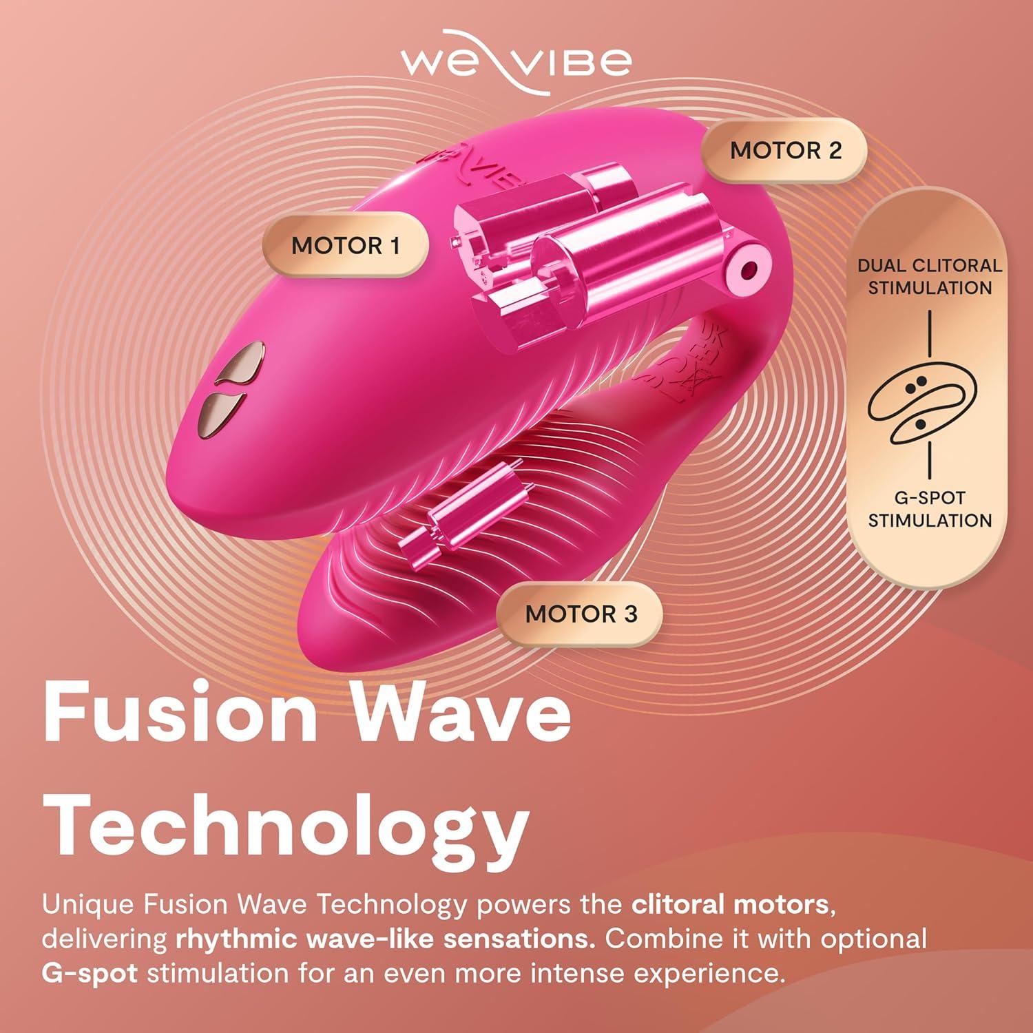 imageWeVibe Chorus Pro App Controlled Wireless Couples Vibrator Remote Controlled Adults Toy Silicone Stimulator with 10 Intensity Levels Clitoral amp GSpot Couples Sex Toy for Him amp Her PinkPink