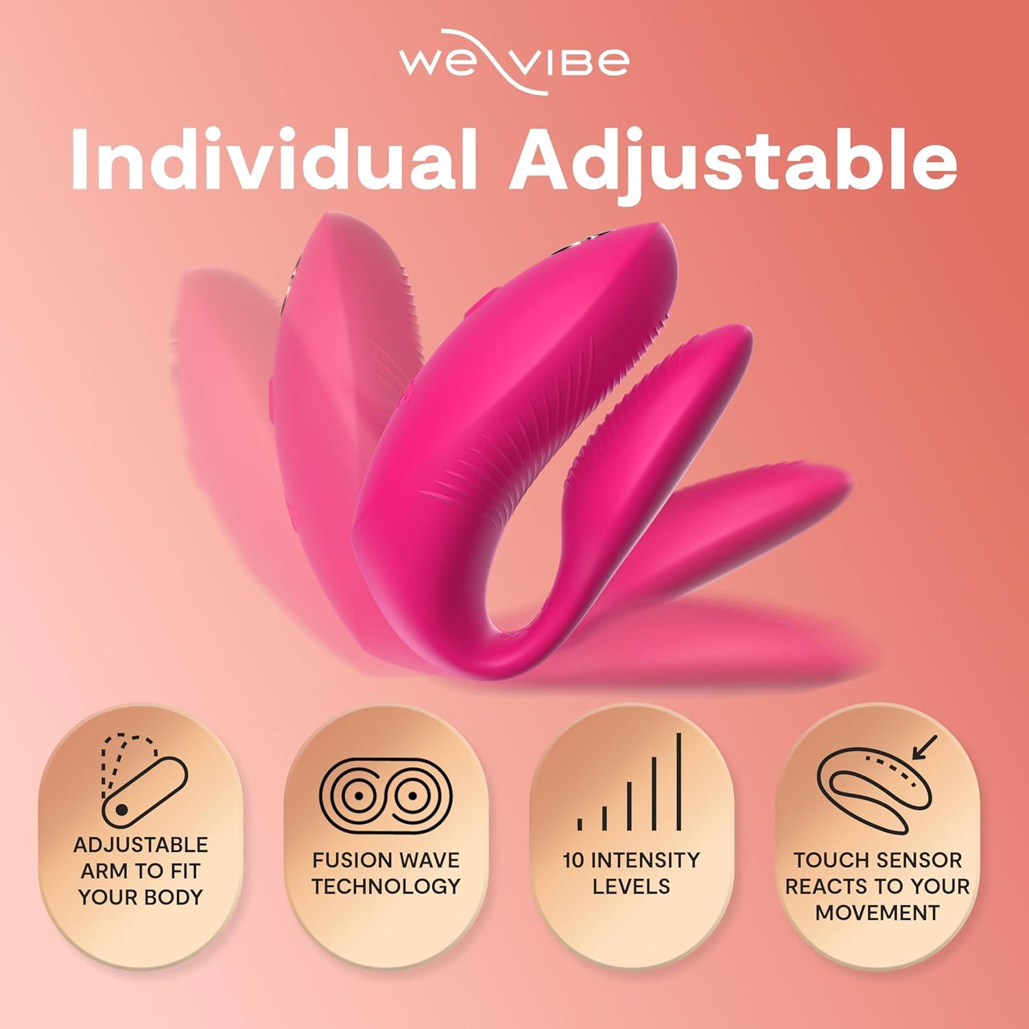 imageWeVibe Chorus Pro App Controlled Wireless Couples Vibrator Remote Controlled Adults Toy Silicone Stimulator with 10 Intensity Levels Clitoral amp GSpot Couples Sex Toy for Him amp Her PinkPink