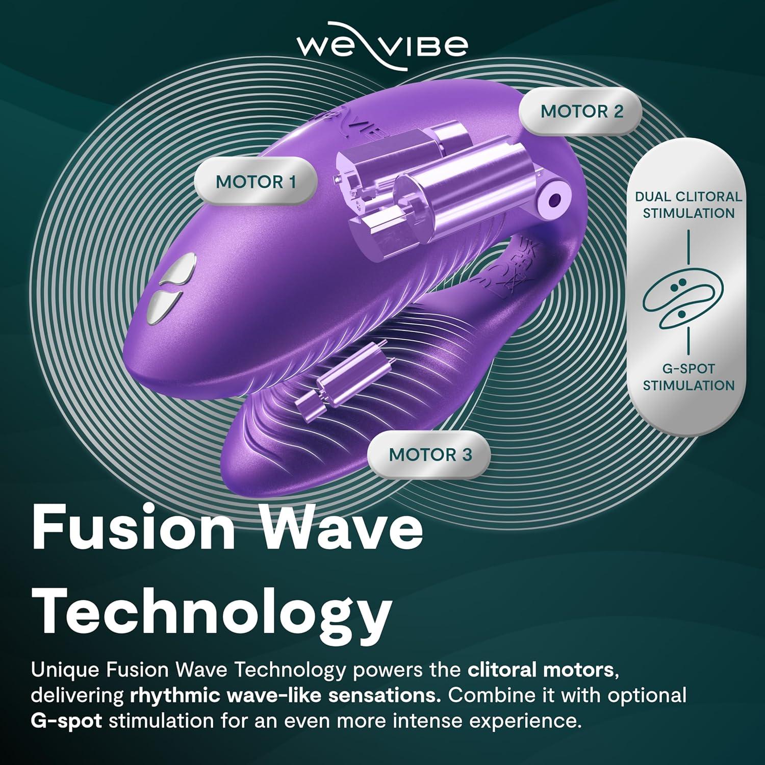 imageWeVibe Chorus Pro App Controlled Wireless Couples Vibrator Remote Controlled Adults Toy Silicone Stimulator with 10 Intensity Levels Clitoral amp GSpot Couples Sex Toy for Him amp Her PinkPurple