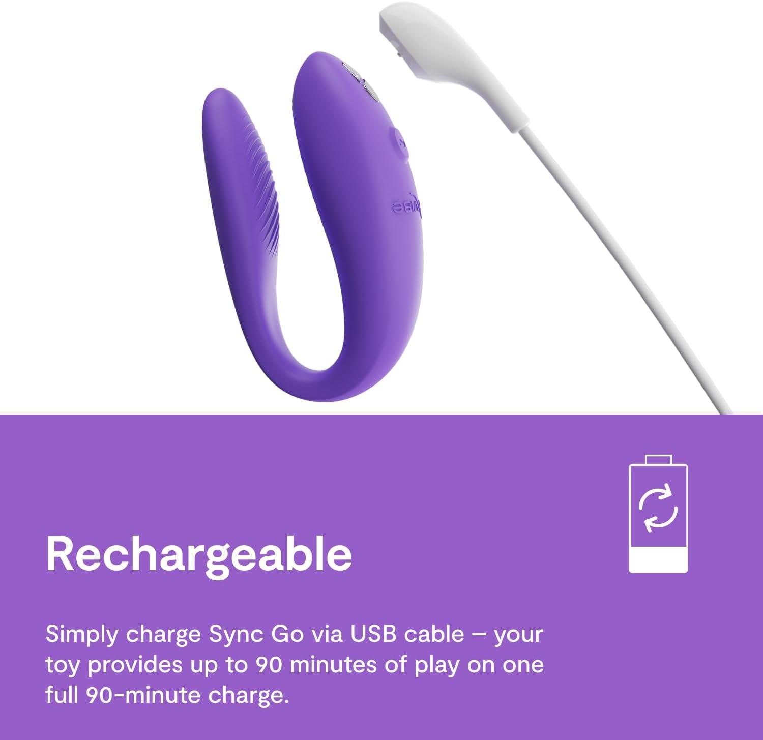 imageWeVibe Sync Go Couples Vibrator with Travel Case Wearable Vibrating Couples Adult Sex Toy App Controlled G Spot amp Clitoris Stimulator Dual Stimulation with 10 Speeds Rechargeable BlackPurple
