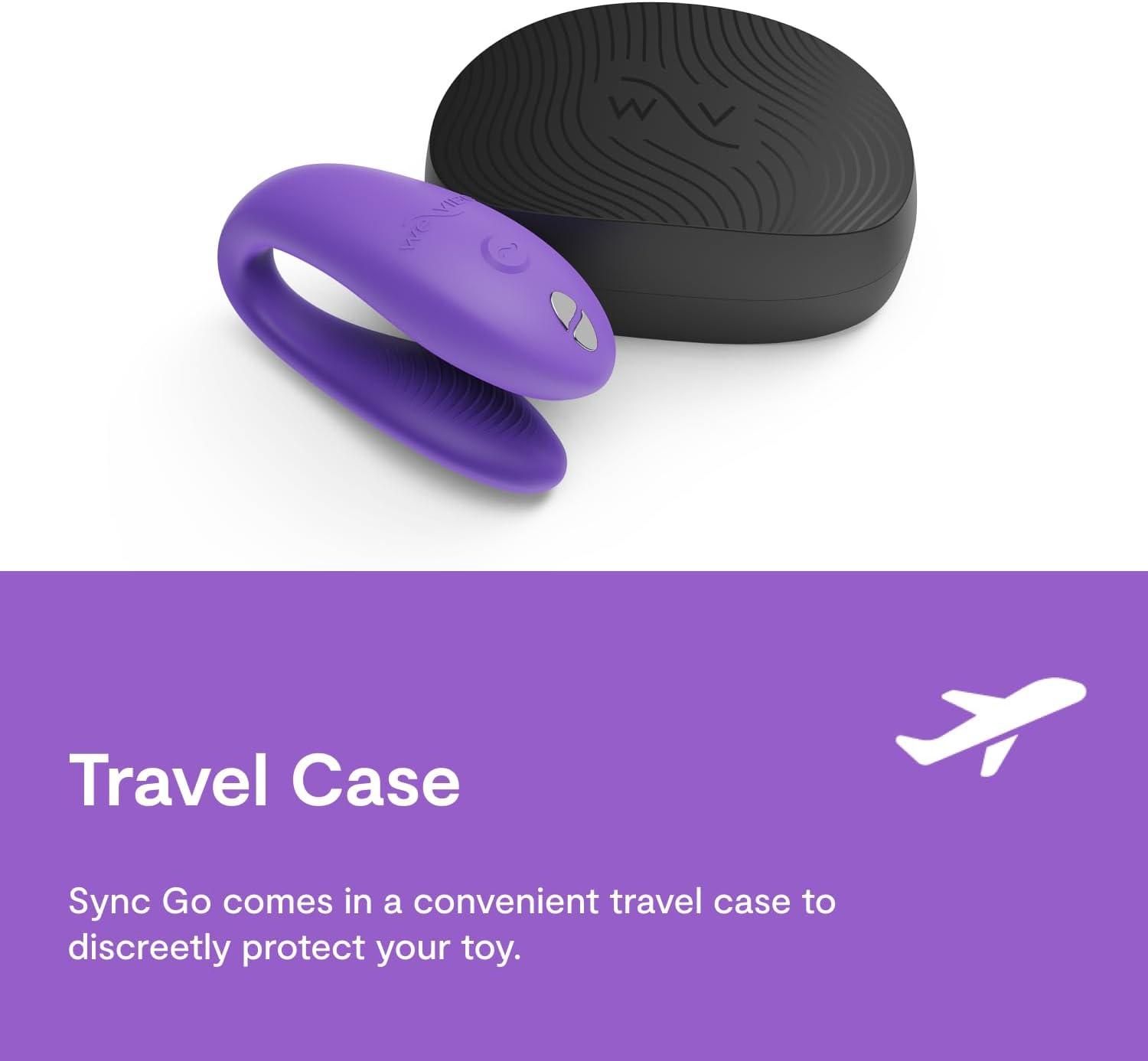 imageWeVibe Sync Go Couples Vibrator with Travel Case Wearable Vibrating Couples Adult Sex Toy App Controlled G Spot amp Clitoris Stimulator Dual Stimulation with 10 Speeds Rechargeable BlackPurple