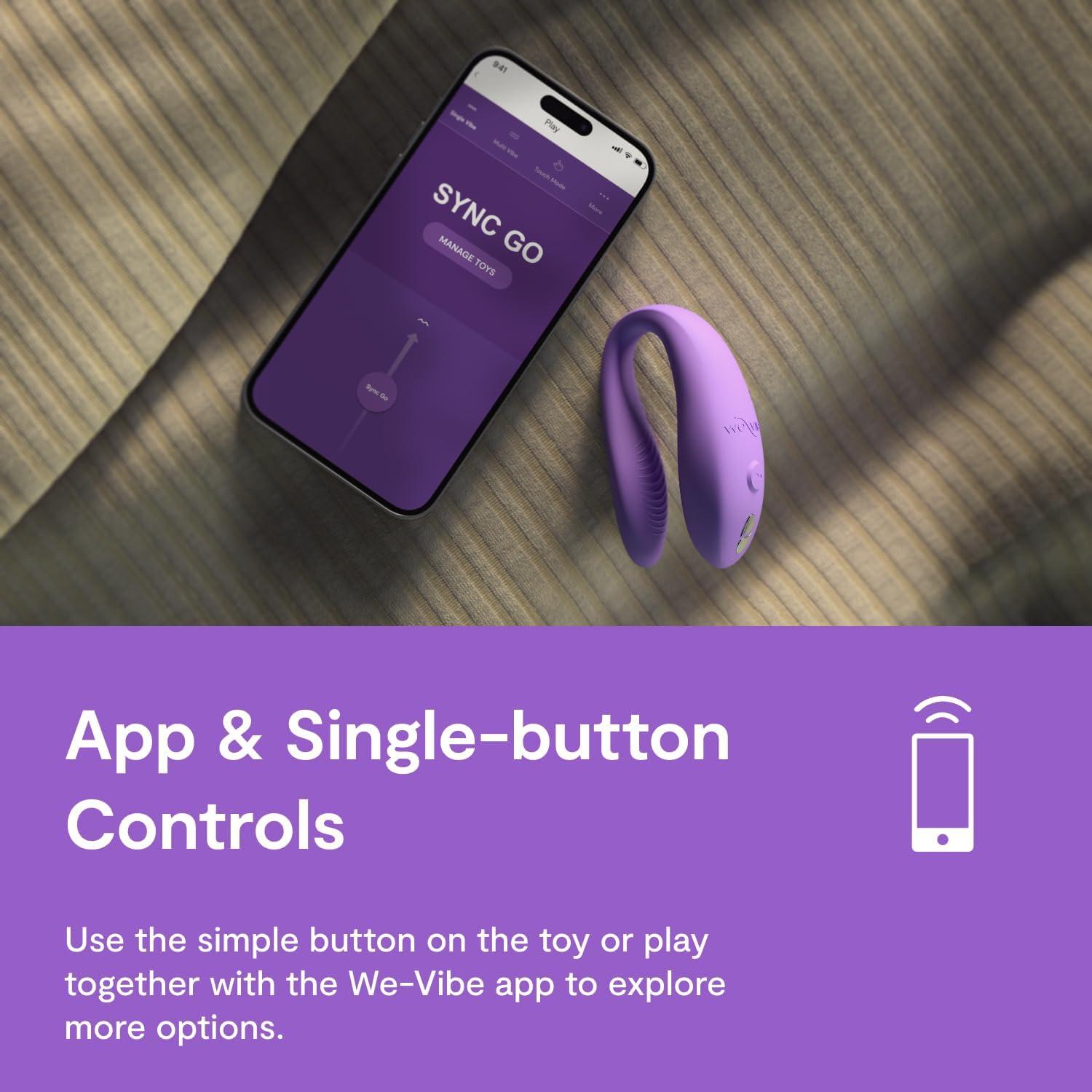 imageWeVibe Sync Go Couples Vibrator with Travel Case Wearable Vibrating Couples Adult Sex Toy App Controlled G Spot amp Clitoris Stimulator Dual Stimulation with 10 Speeds Rechargeable BlackPurple