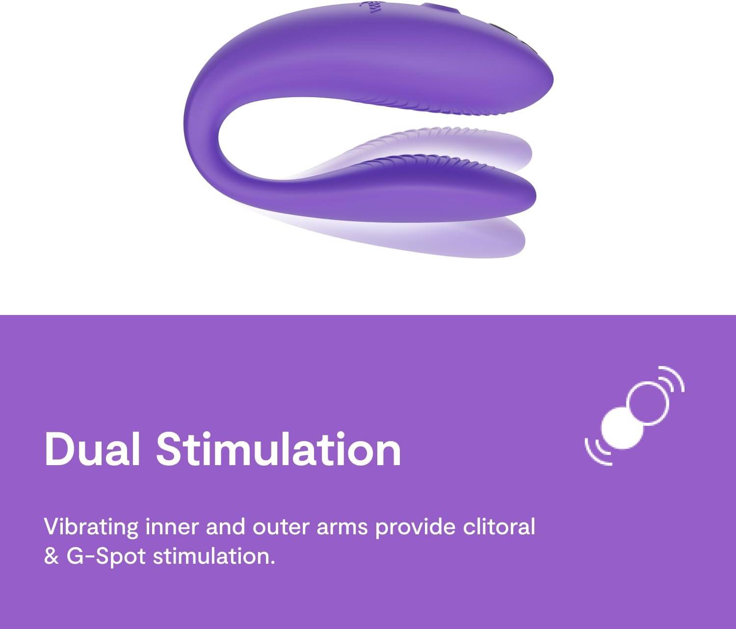 imageWeVibe Sync Go Couples Vibrator with Travel Case Wearable Vibrating Couples Adult Sex Toy App Controlled G Spot amp Clitoris Stimulator Dual Stimulation with 10 Speeds Rechargeable BlackPurple