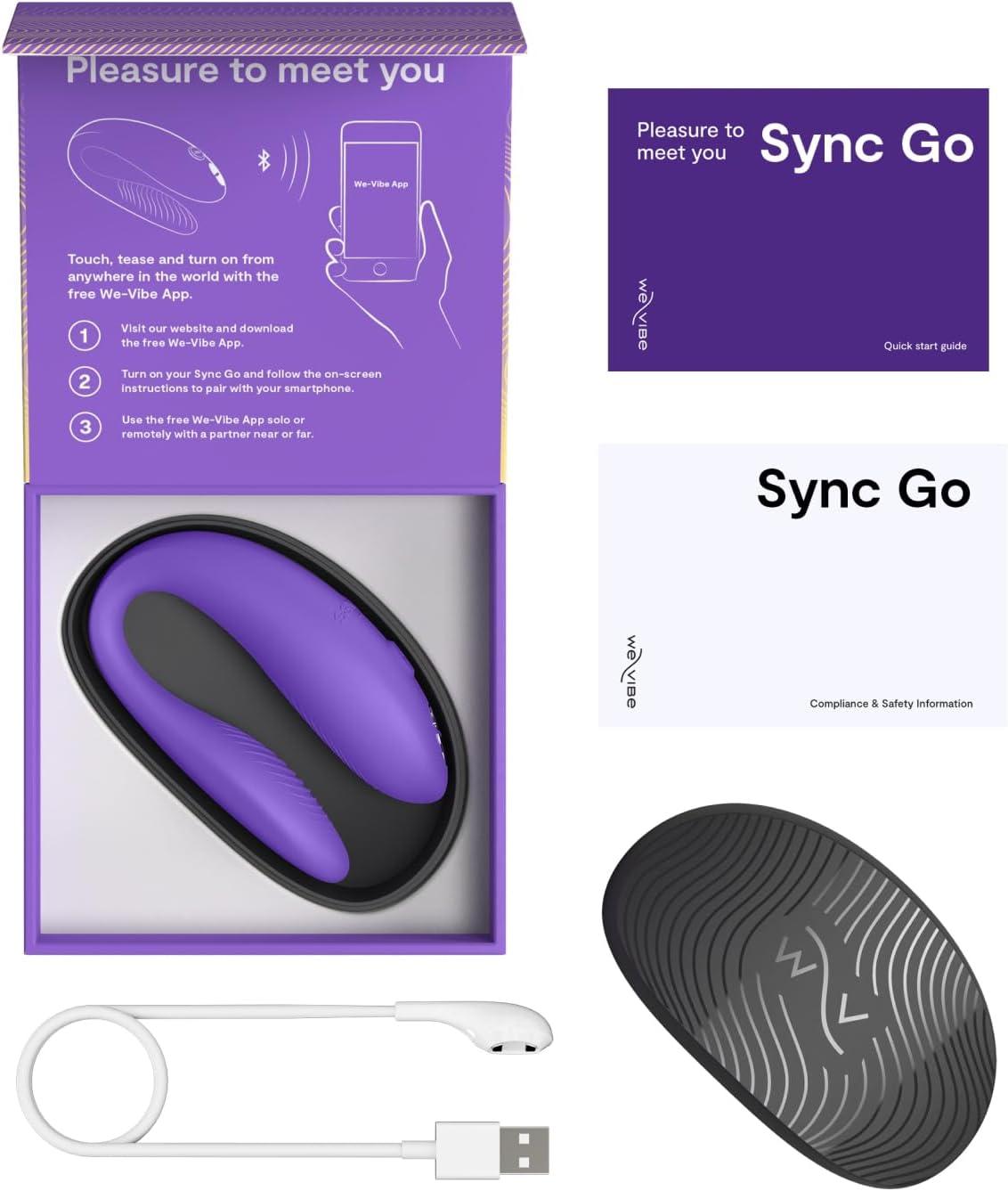 imageWeVibe Sync Go Couples Vibrator with Travel Case Wearable Vibrating Couples Adult Sex Toy App Controlled G Spot amp Clitoris Stimulator Dual Stimulation with 10 Speeds Rechargeable BlackPurple