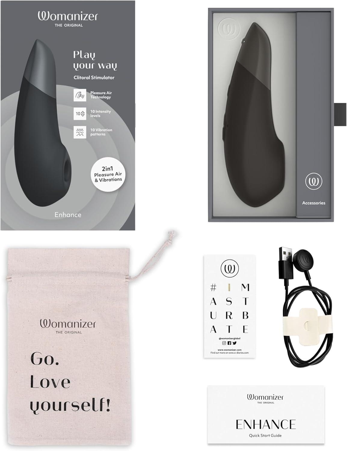 imageWomanizer Enhance 2 in 1 Air Massage Adult Toys amp Clitoris Vibrator for Women Clit Sucker Personal Massagers Clitoral Stimulator Vibration Sex Toys Couples Sexual Pleasure Tools for Women LilacBlack