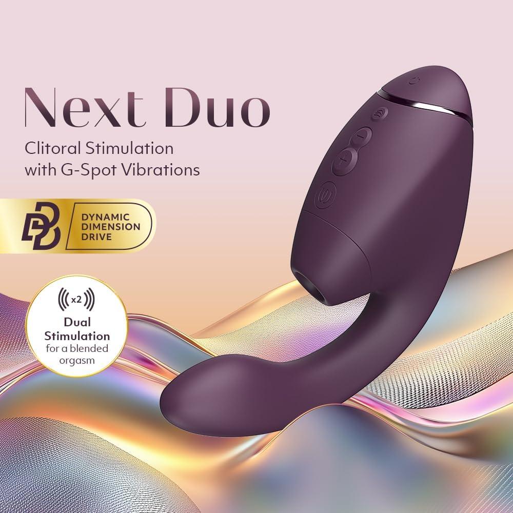 imageWomanizer Next Duo Rabbit Vibrator for Women 14 Vibration amp Sucking Modes 10 Patterns Dual Motor Dildo Adult Toy with Clit Sucker amp GSpot Vibrator Quiet Clitoral Stimulator Sex Toys PinkPurple