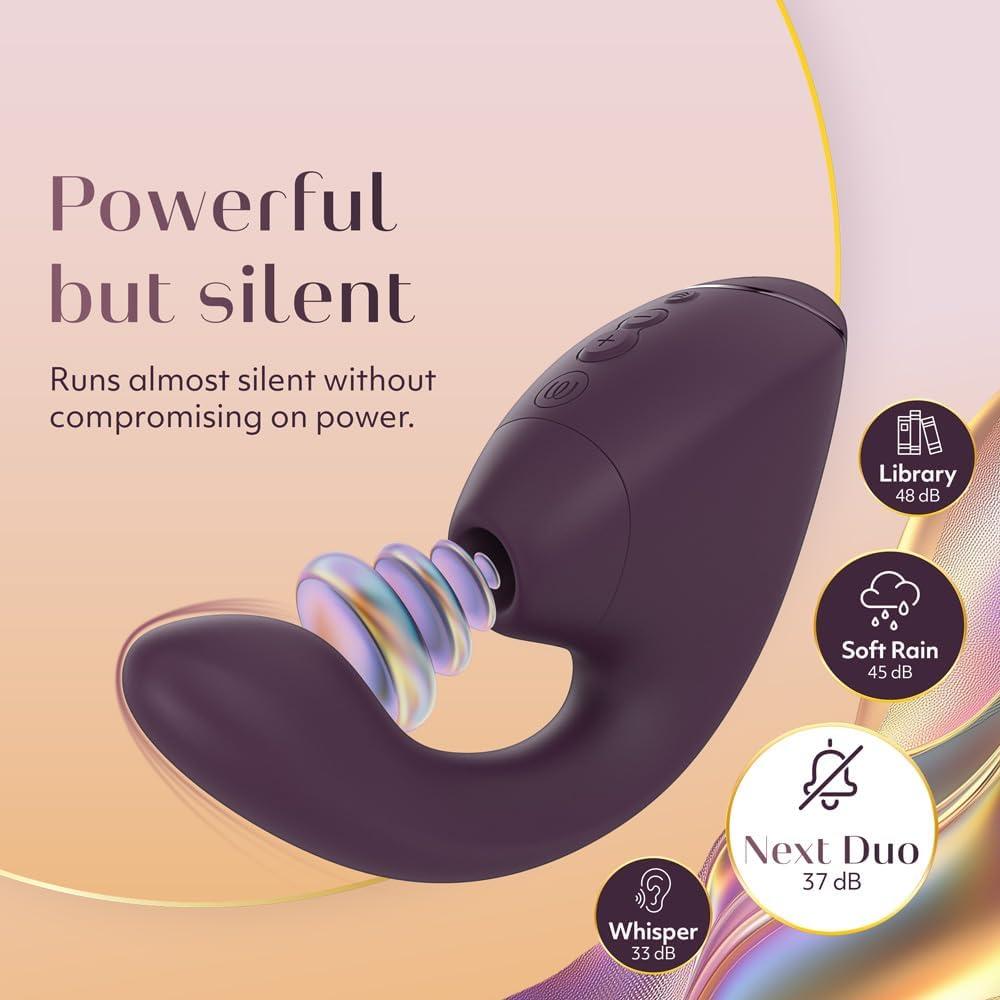 imageWomanizer Next Duo Rabbit Vibrator for Women 14 Vibration amp Sucking Modes 10 Patterns Dual Motor Dildo Adult Toy with Clit Sucker amp GSpot Vibrator Quiet Clitoral Stimulator Sex Toys PinkPurple