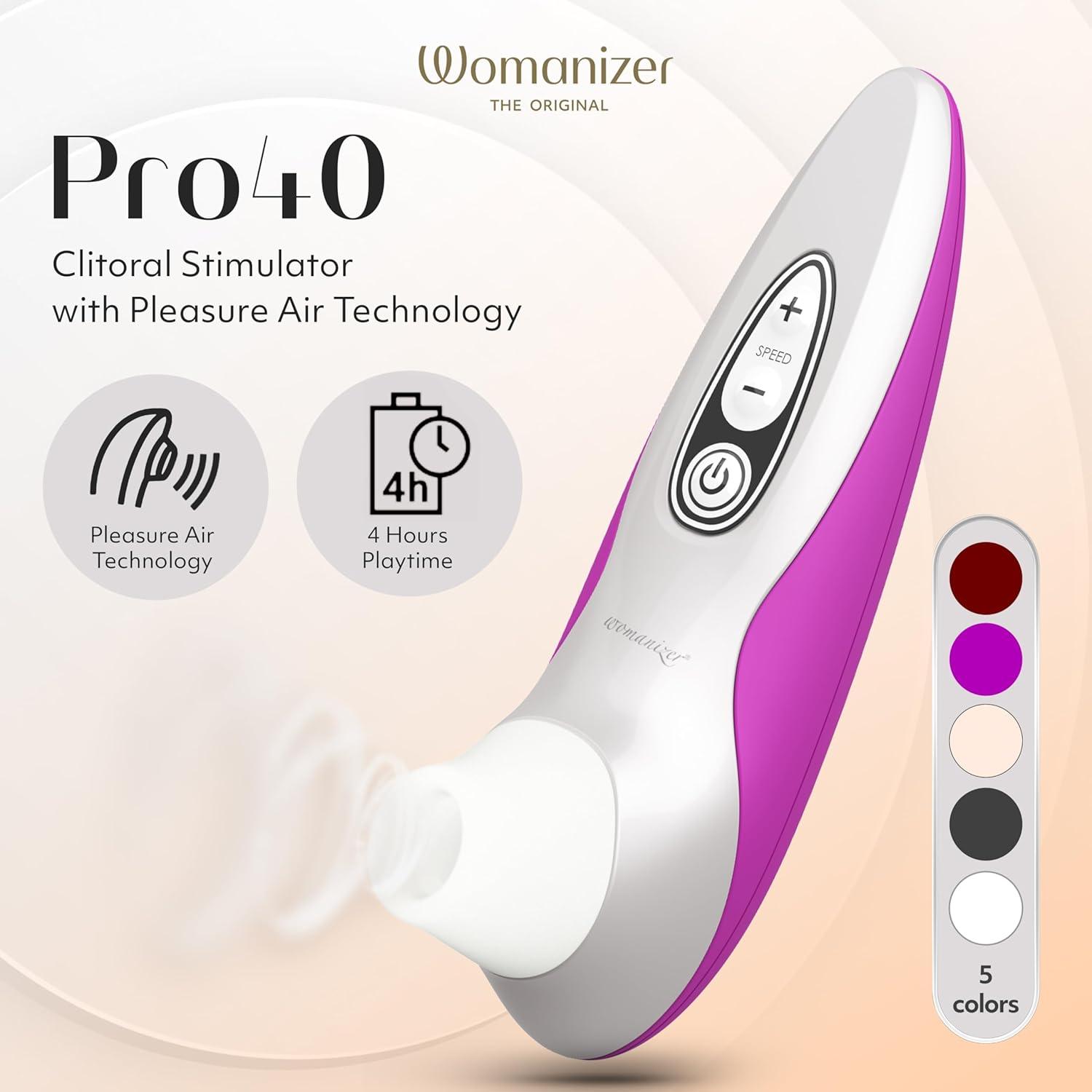 imageWomanizer Pro40 Clitoris Vibrator Sex Toy Clit Stimulator with 6 Suction Speeds Vibrating Dildo Adult Toys for Women Clit Sucker Sexual Pleasure Tools for Women Personal Massager Rose GoldMagenta