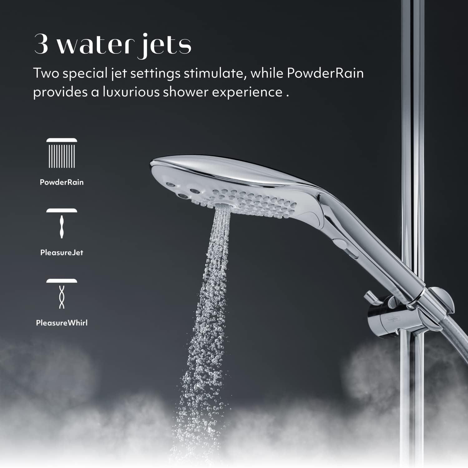 imageWomanizer Wave Multifunction Shower Head Special Jet Water Powered Personal Massager 2in1 Showerhead for Women Control 3 Pattern Settings Handheld Water Pressure Massage Tool ChromeBlack
