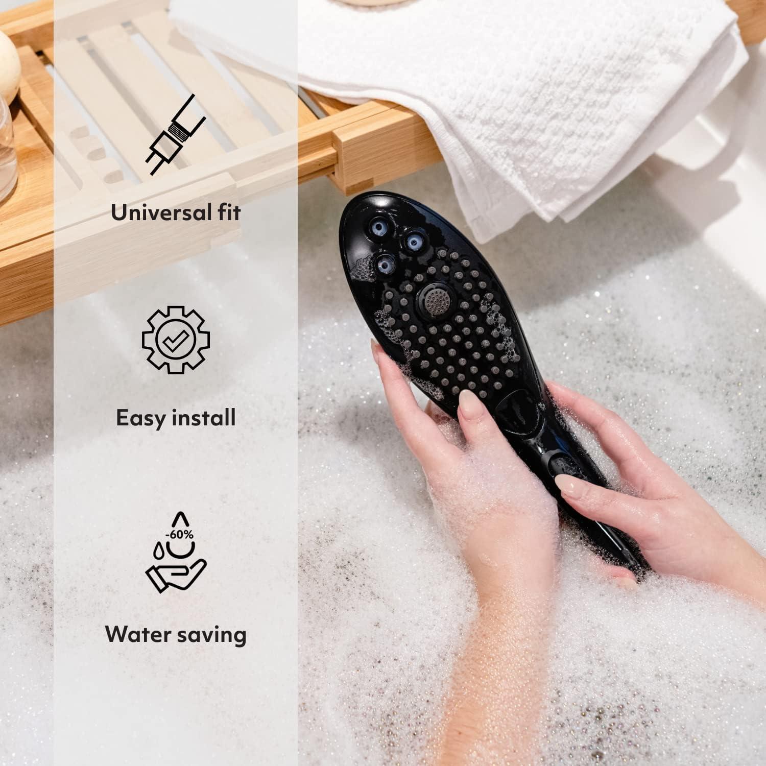 imageWomanizer Wave Multifunction Shower Head Special Jet Water Powered Personal Massager 2in1 Showerhead for Women Control 3 Pattern Settings Handheld Water Pressure Massage Tool ChromeBlack