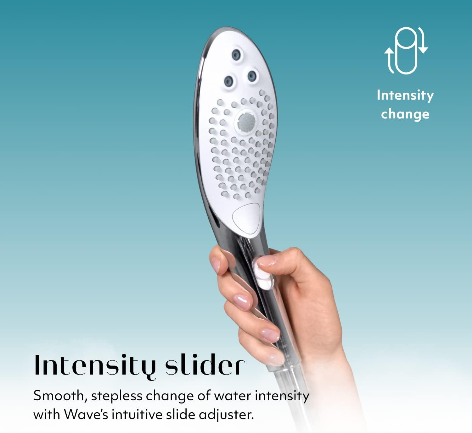 imageWomanizer Wave Multifunction Shower Head Special Jet Water Powered Personal Massager 2in1 Showerhead for Women Control 3 Pattern Settings Handheld Water Pressure Massage Tool ChromeChrome