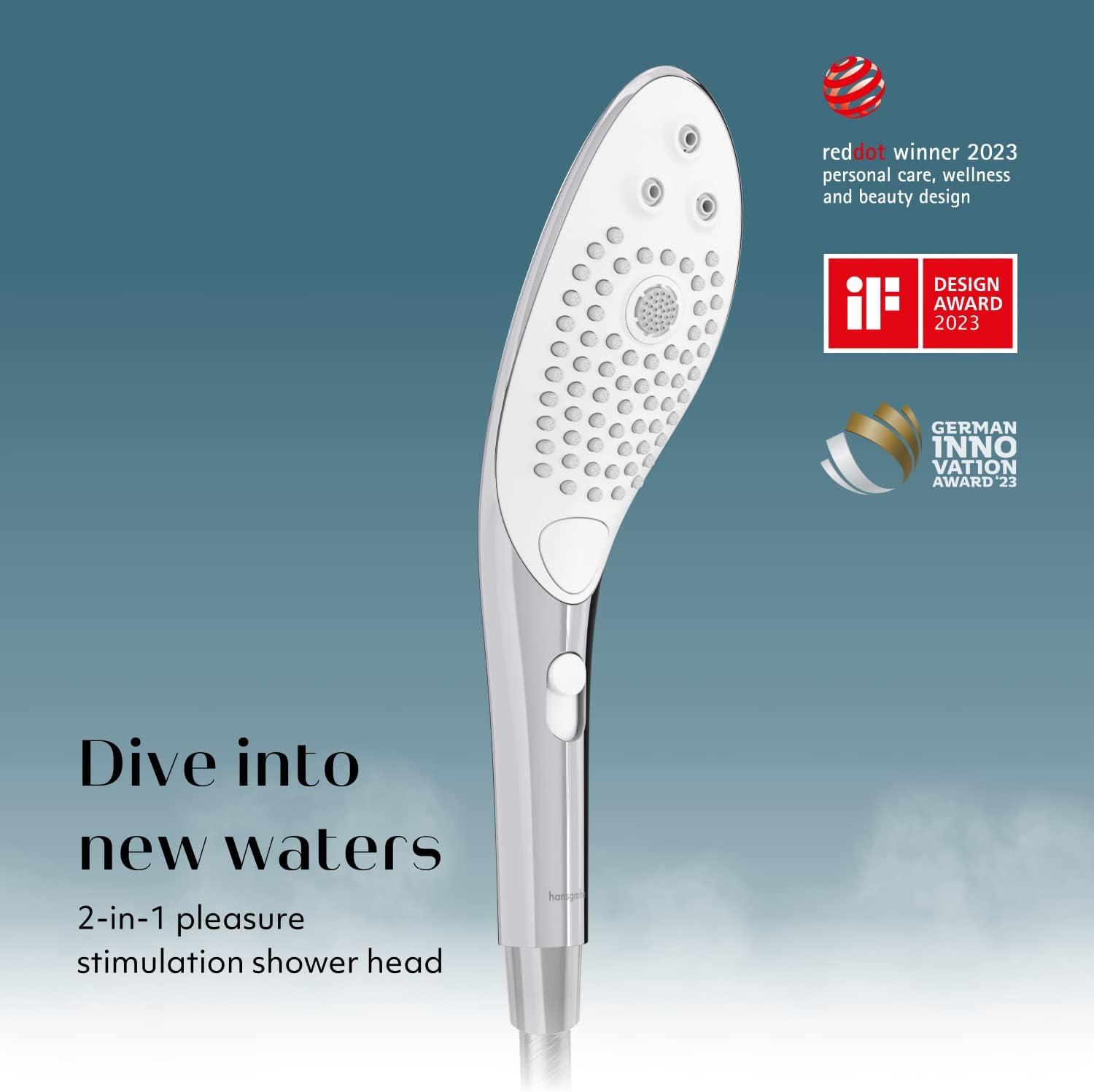 imageWomanizer Wave Multifunction Shower Head Special Jet Water Powered Personal Massager 2in1 Showerhead for Women Control 3 Pattern Settings Handheld Water Pressure Massage Tool ChromeChrome