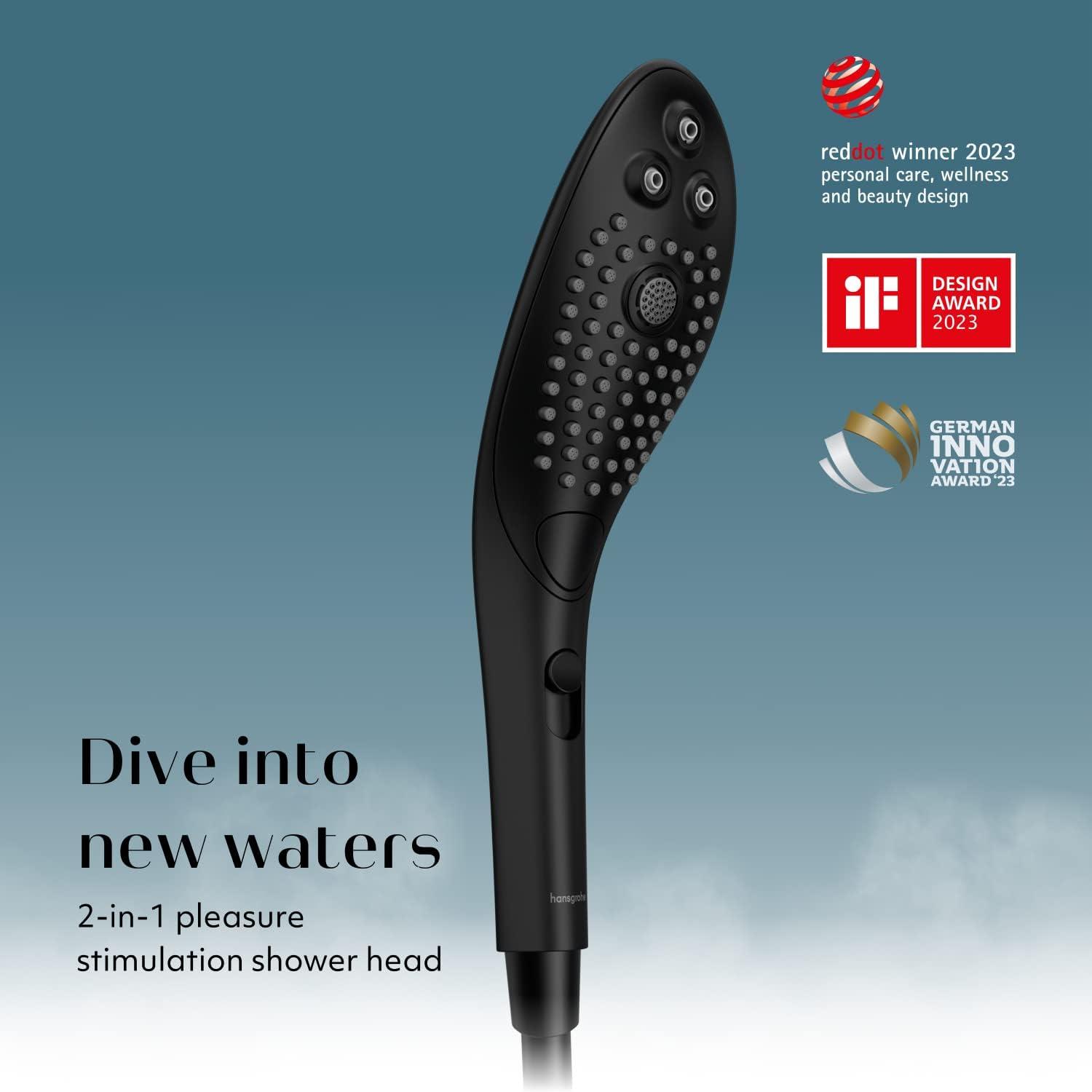 imageWomanizer Wave Multifunction Shower Head Special Jet Water Powered Personal Massager 2in1 Showerhead for Women Control 3 Pattern Settings Handheld Water Pressure Massage Tool ChromeBlack