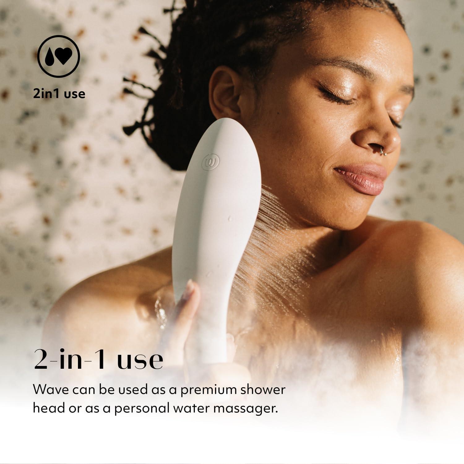 imageWomanizer Wave Multifunction Shower Head Special Jet Water Powered Personal Massager 2in1 Showerhead for Women Control 3 Pattern Settings Handheld Water Pressure Massage Tool ChromeBlack