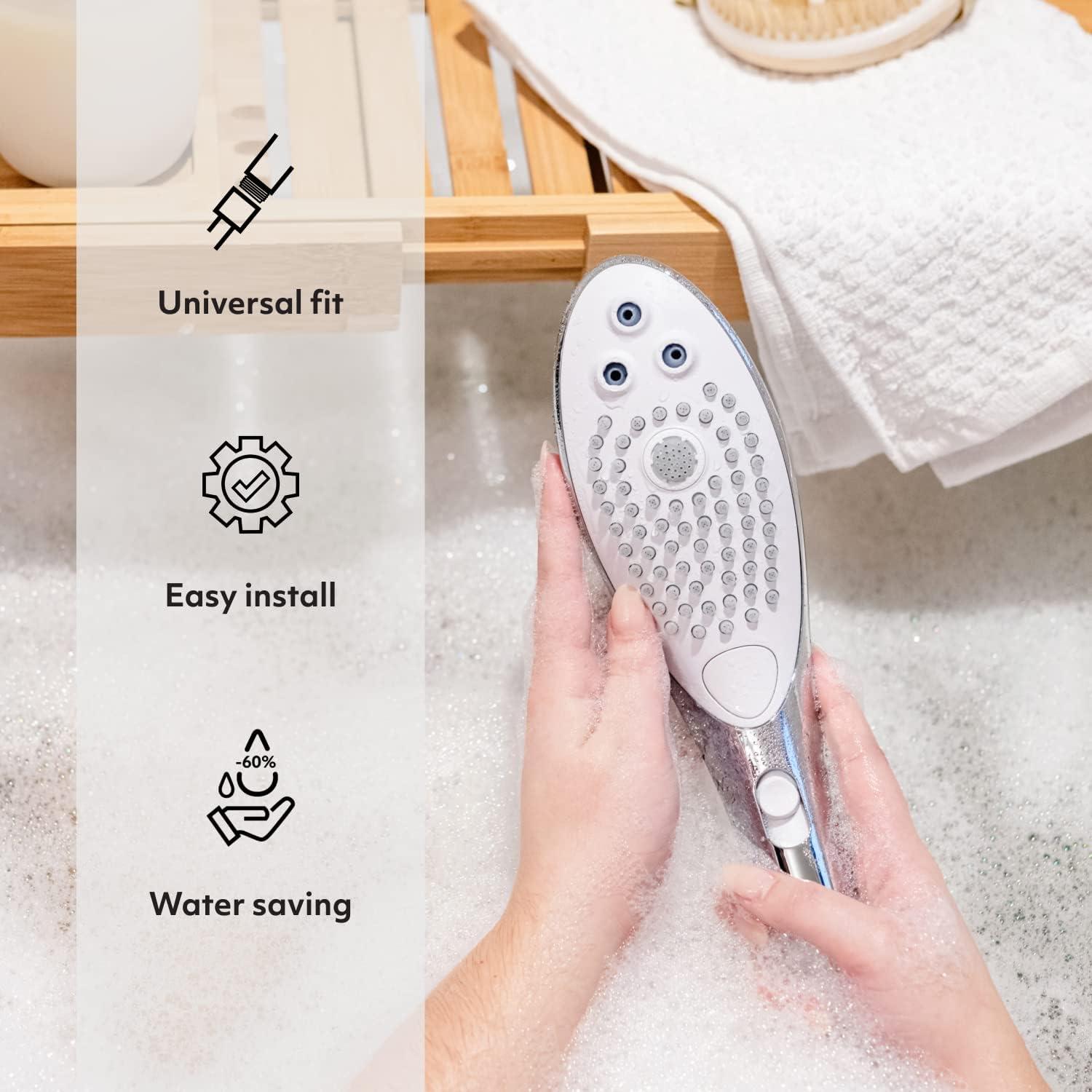 imageWomanizer Wave Multifunction Shower Head Special Jet Water Powered Personal Massager 2in1 Showerhead for Women Control 3 Pattern Settings Handheld Water Pressure Massage Tool ChromeChrome