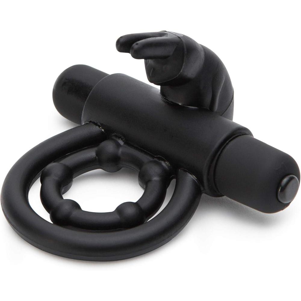 imageLovehoney Bionic Bullet Rabbit Vibrating Cock Ring Stretchy Double Silicone Ring with Rabbit Ears 5 Function Removable Bullet Vibrator Waterproof BlackBlack