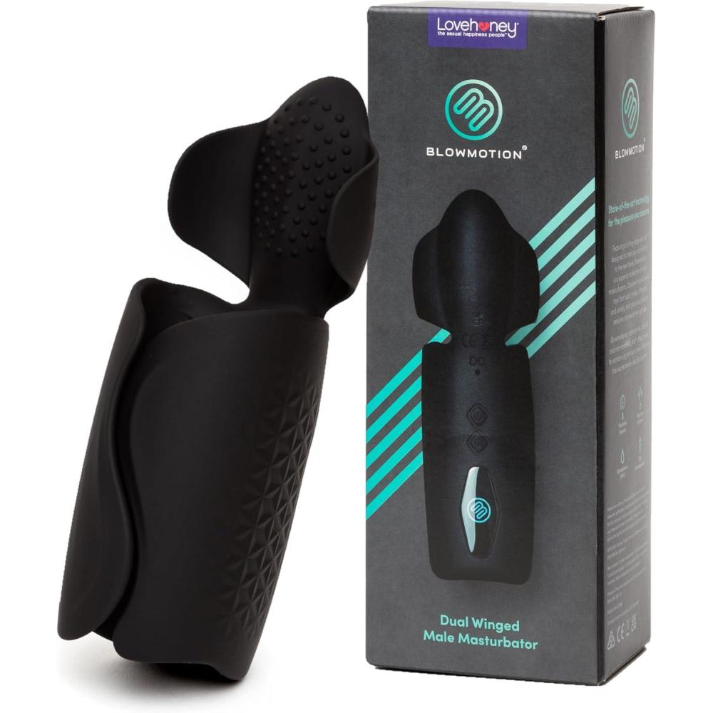 imageLovehoney Blowmotion Vibrating Dual Winged Masturbator Wearable Sex Toy Vibrator Penis Sleeve Vibrating Male Masturbator Stroker Pocket Toy Male Sex Toy Adult Thruster Waterproof