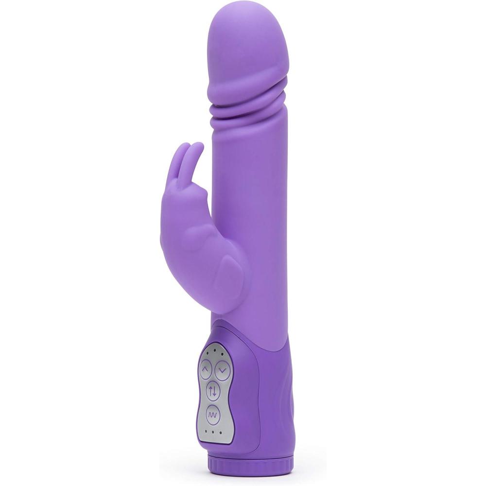 imageLovehoney Dream Thrusting Rabbit Vibrator 5 Inch Silicone Vibrator for Women with 3 Speed Thruster Dual Stimulation Adult Sex Toy Rechargeable amp Waterproof Purple