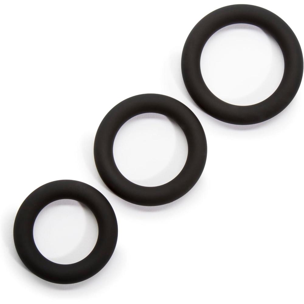 imageLovehoney Get Hard Triple Cock Ring Set  Extra Thick Silicone  3 Sizes  Cock and Ball Rings for Men  Waterproof Pleasure Enhancer  Gifts for Men  Black