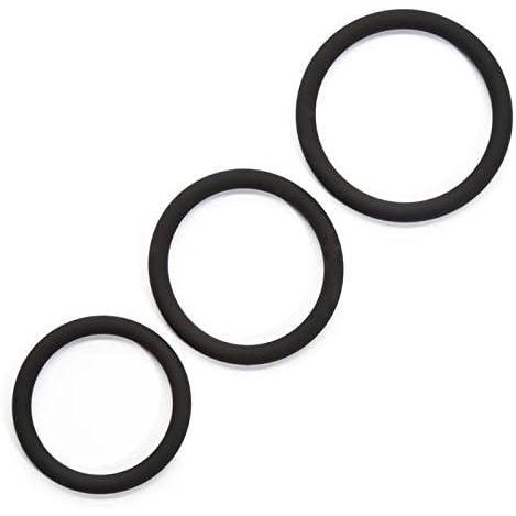 imageLovehoney Get Hard Triple Cock Ring Set  Stretchy Silicone Penis Rings  3 Sizes  Waterproof  Black