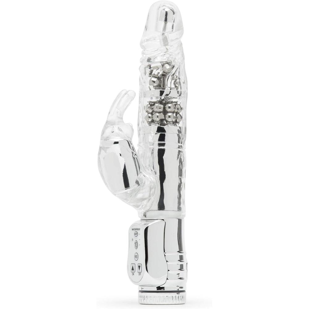imageLovehoney Jessica Rabbit Xtra Rabbit Vibrator 55 Inch Girthy Vibrator for Women with Rotating Beads 7 Patterns amp 3 Speeds Dual Stimulation Adult Sex Toy Waterproof Clear