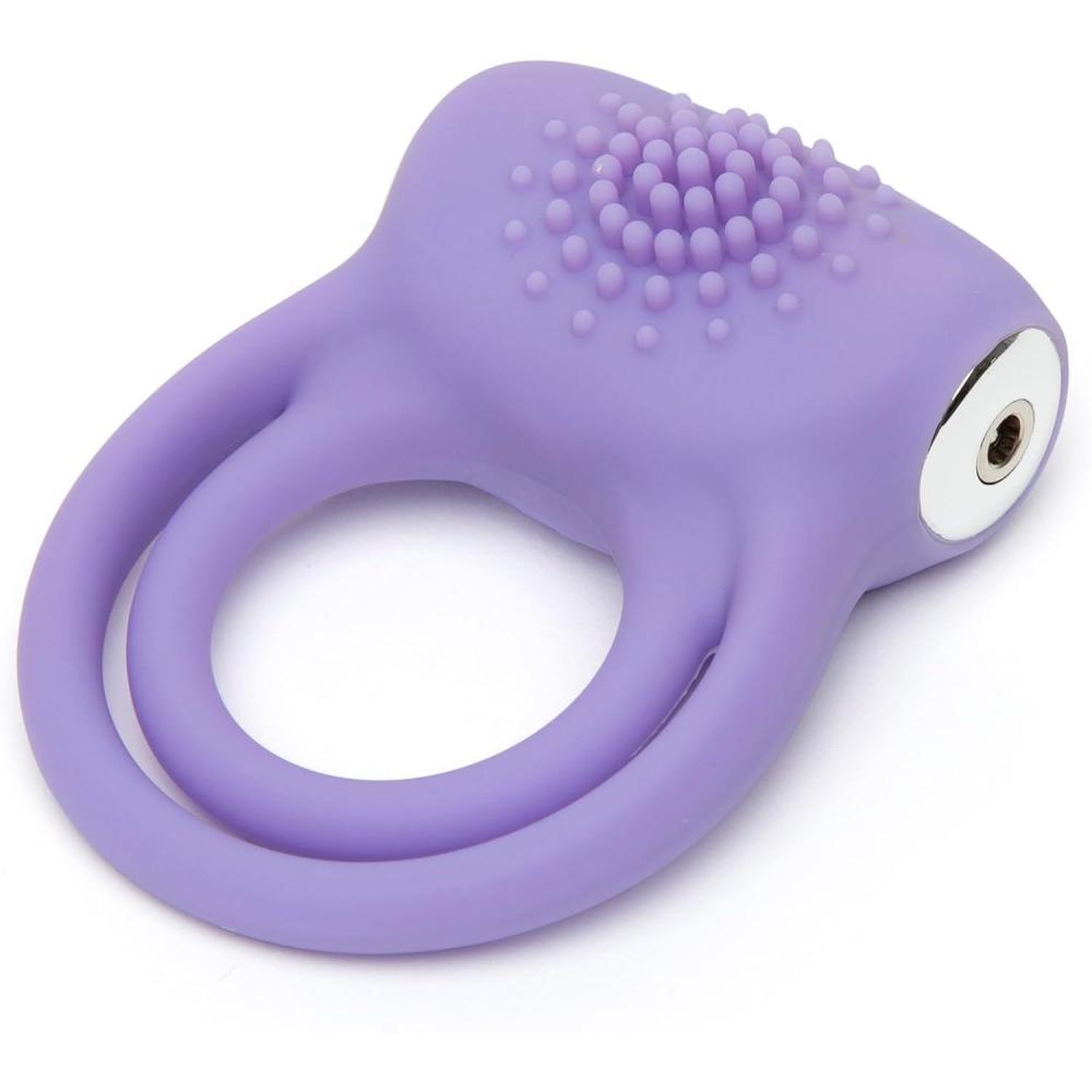imageLovehoney Luxury Vibrating Cock Ring Stretchy Textured Double Penis Ring 12 Function Stimulation Device for Couples Sex Rechargeable Waterproof Purple