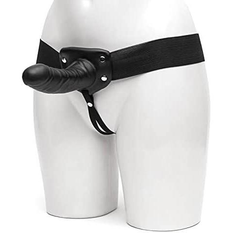 imageLovehoney Perfect Partner Strap On Dildo 6 Inch Realistic Hollow Strap On for Pegging Adjustable Strap with Popper Fastening Waterproof BlackBlack