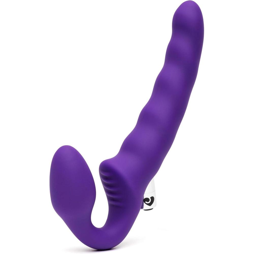 imageLovehoney Posable Strapless Strap On Dildo for Women 6 Inch Silicone Rippled Double Ended Dildo Vibrator for Couples Rechargeable Bullet Vibrator with 10 Modes Textured Clit Stimulator Sex Toy