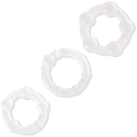 imageLovehoney Triple Cock Ring Set Stretchy Textured Penis Rings Beginner Friendly amp Waterproof 3 Pack Clear
