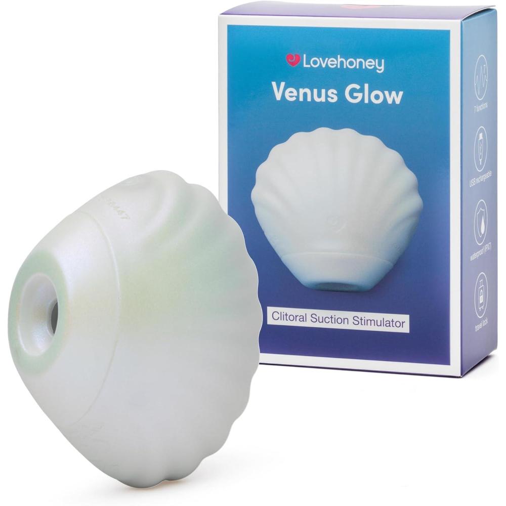 imageLovehoney Venus Shell Clit Sucker  Pleasure Air Technology Clitoral Suction Vibrator for Women with 7 Intensity Levels  Silicone Clit Stimulator  Rechargeable amp Waterproof Adult Sex Toy  White