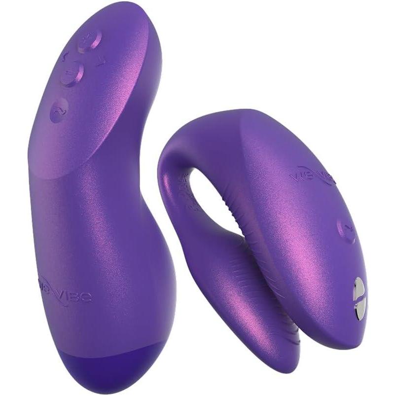 imageWeVibe Chorus Pro App Controlled Wireless Couples Vibrator Remote Controlled Adults Toy Silicone Stimulator with 10 Intensity Levels Clitoral amp GSpot Couples Sex Toy for Him amp Her PinkPurple