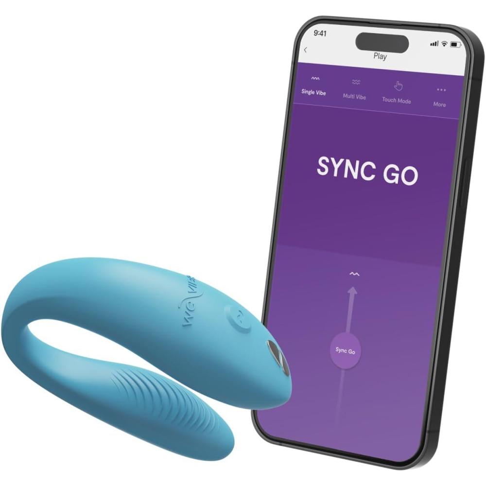imageWeVibe Sync Go Couples Vibrator with Travel Case Wearable Vibrating Couples Adult Sex Toy App Controlled G Spot amp Clitoris Stimulator Dual Stimulation with 10 Speeds Rechargeable BlackBlue