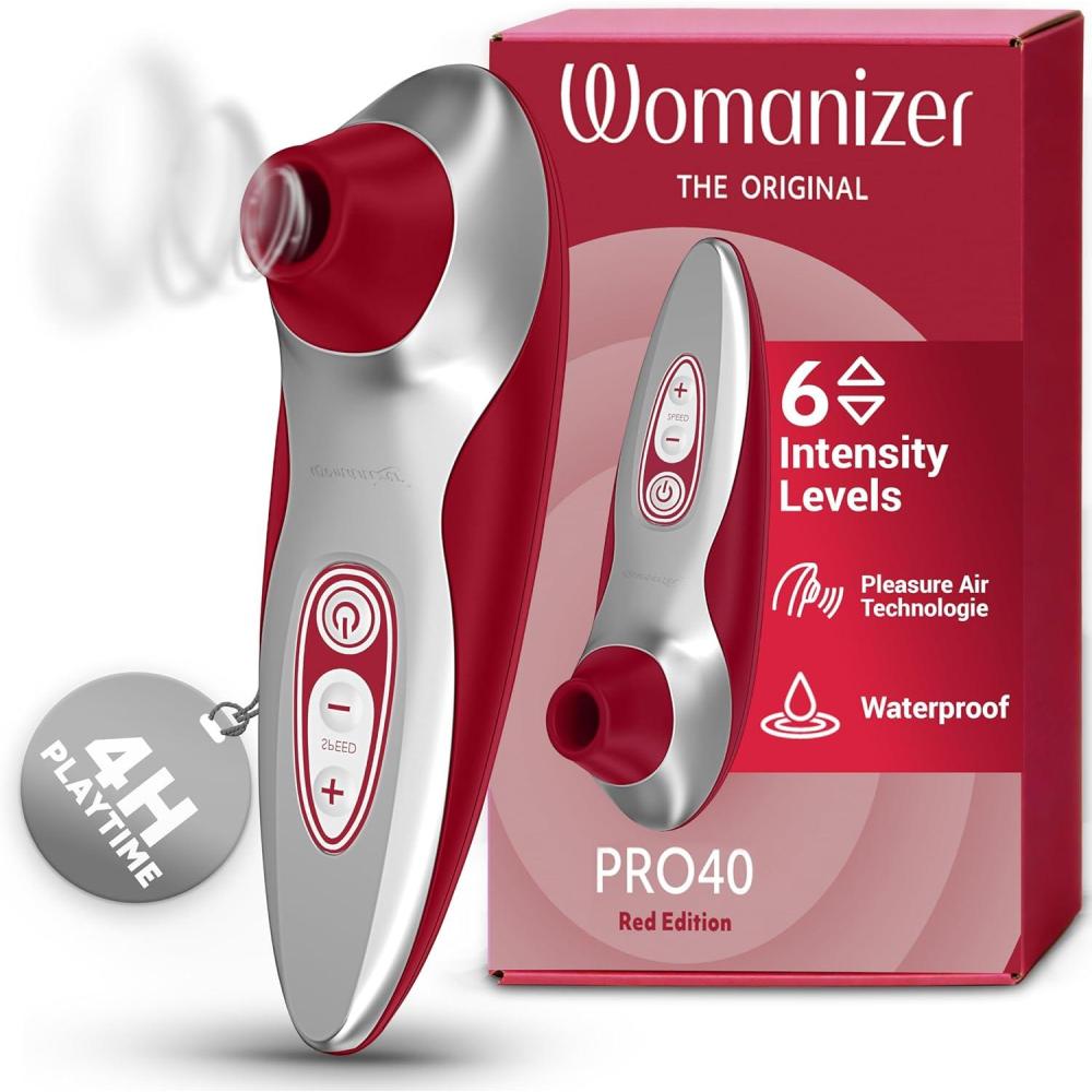 imageWomanizer Pro40 Clitoris Vibrator Sex Toy Clit Stimulator with 6 Suction Speeds Vibrating Dildo Adult Toys for Women Clit Sucker Sexual Pleasure Tools for Women Personal Massager Rose GoldRed