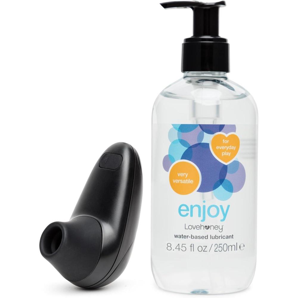 imageWomanizer Starlet Black Mini Pleasure Air Clitoris Sucker and Lovehoney Enjoy Water Based Lube 85 fl oz  Couples Sex Toys Bundle