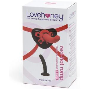 Lovehoney Advanced Strap On Dildo Harness Kit – 2 Silicone Strap On Dildos for Couples – 5 Inch Rigged & 7 Inch Curved with Suction Cups – Adjustable Harness – Waterproof – Black/Red
