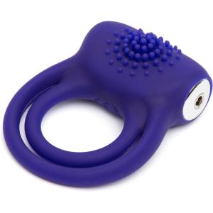 Lovehoney Bed Ringer Vibrating Cock Ring – Stretchy Textured Double Penis Ring – 12 Function Stimulation Device for Couples Sex – Rechargeable – Waterproof – Blue